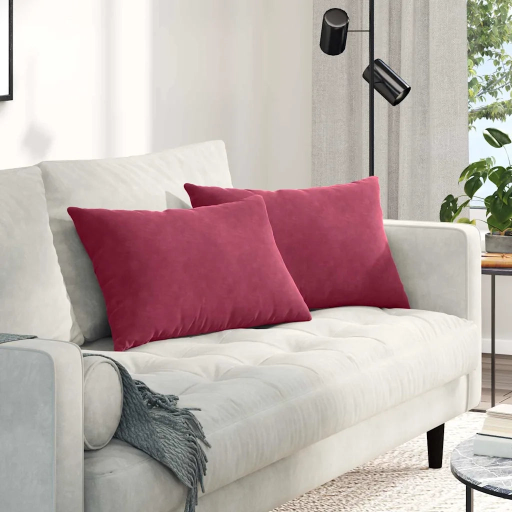 Cuscini da Divano 2 pcs Rosso Vino 60 x 40 cm Tessuto in Cords 42013675