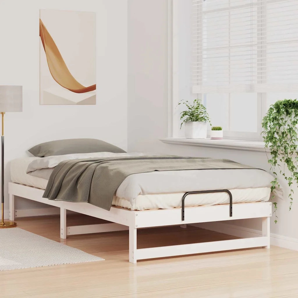 Letto singolo | Letto per adulti | Struttura del letto Bianco 100 x 200 cm Pino massello