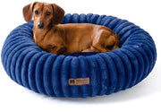Letto Rotondo per Piccoli Cani, Culla per Cani con Fondino Antiscivolo, Materiale Morbido (Blu Marina, 64x64x18cm)