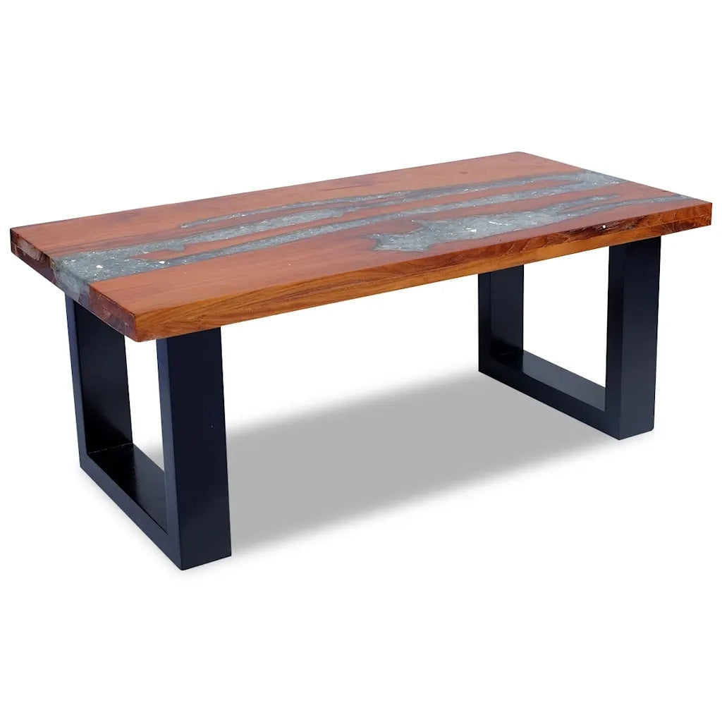 Tavolino da salotto | Tavolino da caff¨¨ | Tavolino da Soggiorno in Legno di Teak e Resina 100x50 cm