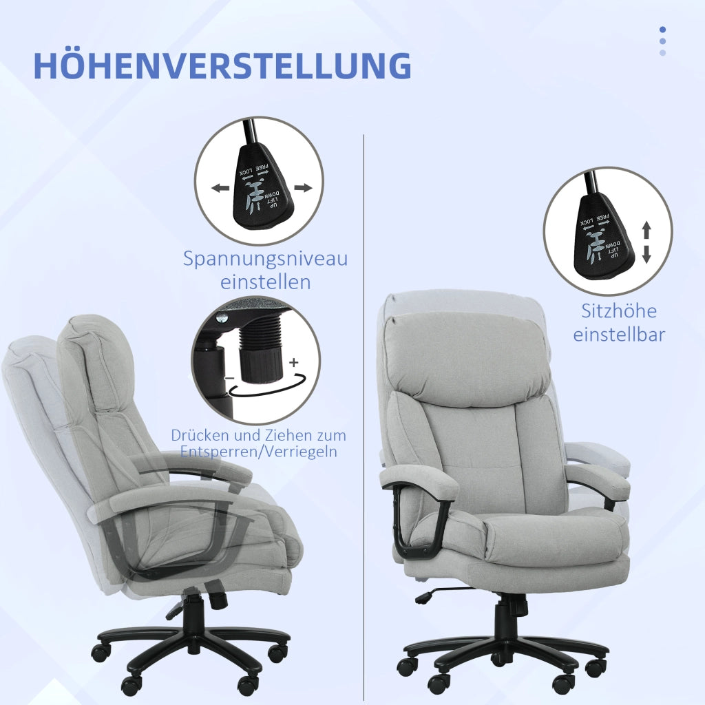 Sedia da Ufficio Alta Portata 200kg ¨C Xylo ¨C Tessuto Grigio Chiaro