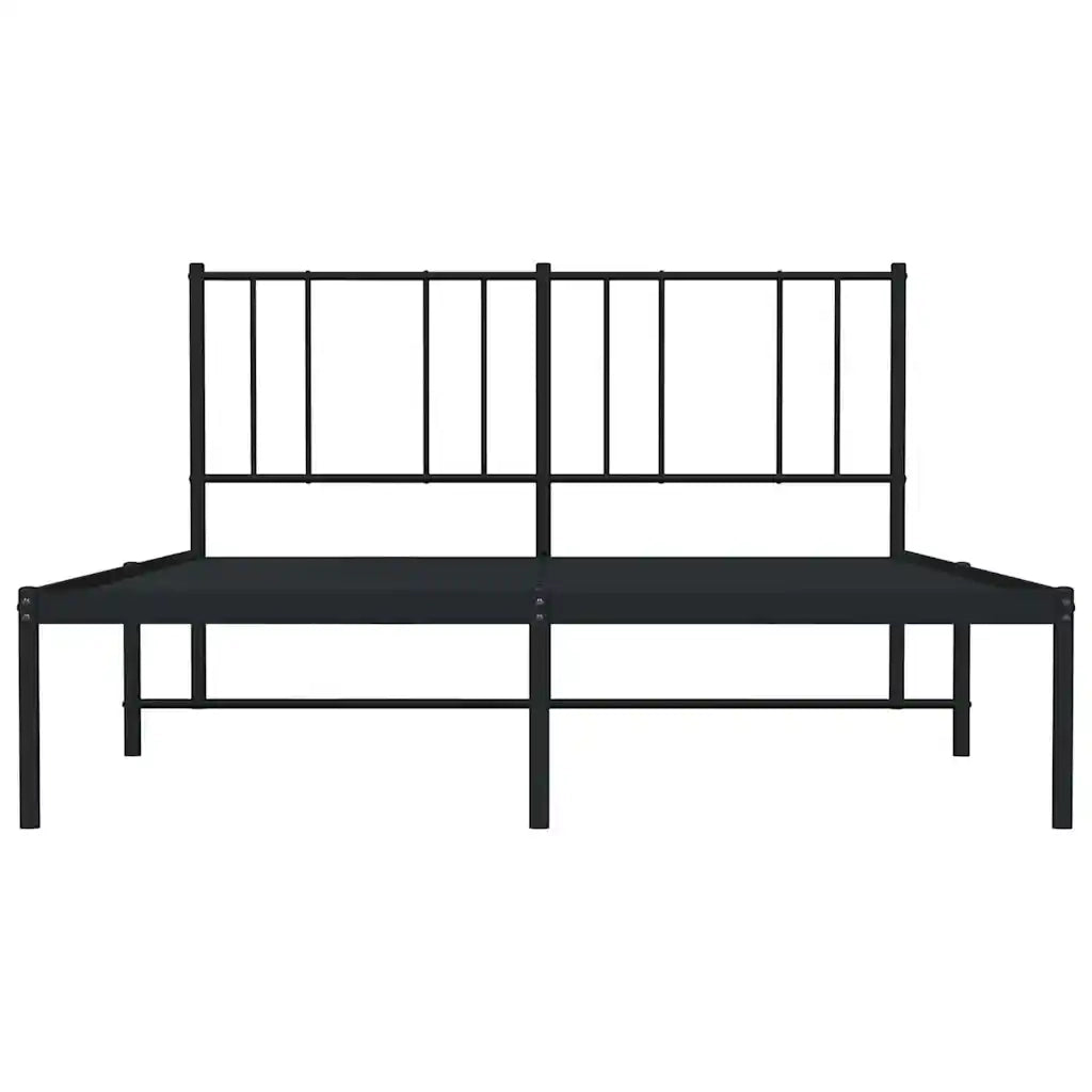 Letto matrimoniale | Letto per adulti | Giroletto con Testiera in Metallo Nero 140x200 cm