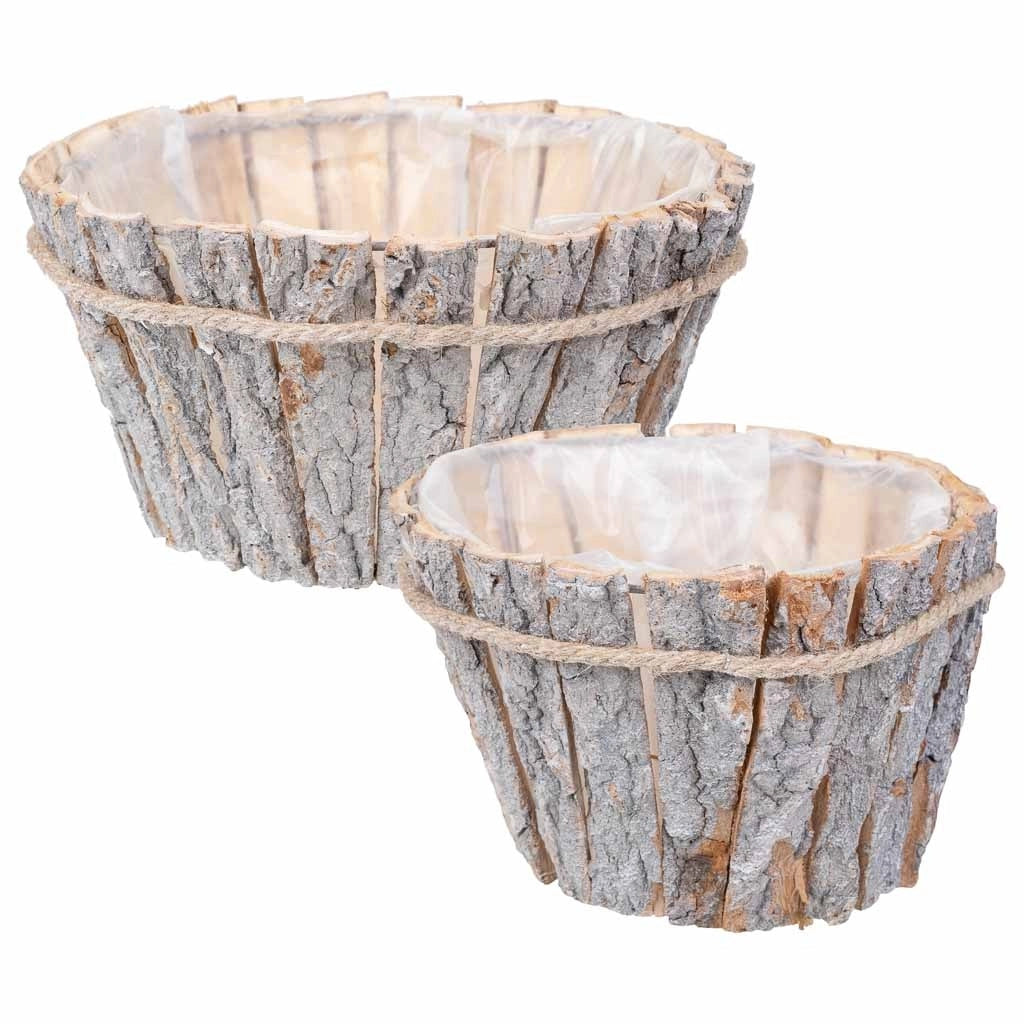 Set di 2 cestini in legno marrone