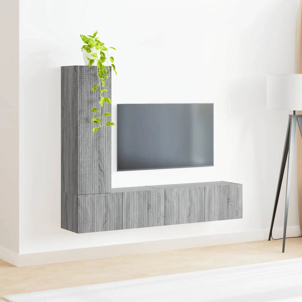 Set mobile TV 3 pz | Armadietto TV | Mobile Porta TV Grigio Sonoma Legno multistrato