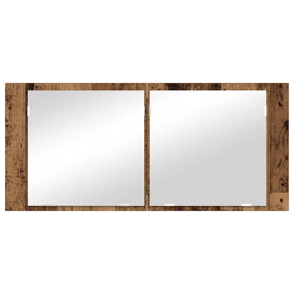 Armadio Specchio LED con porta Legno vecchio 100 x 12 x 45 cm 875042