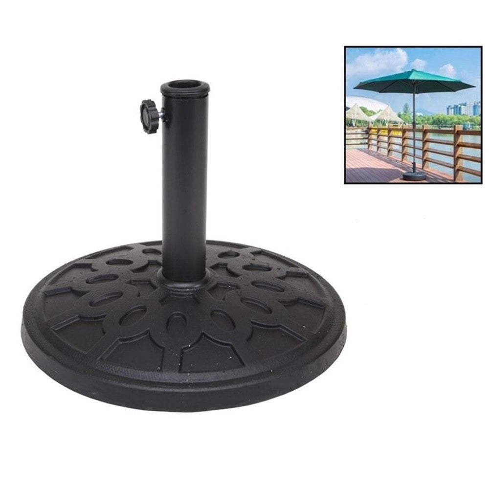 Trade Shop - Base Rotonda Per Ombrellone Da Esterno Giardino Palo Centrale ø43xh32cm Nero 016594 -