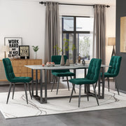 Sedia da pranzo Set di 4 Seduta imbottita con Schienale Gambe in Metallo Velluto Verde