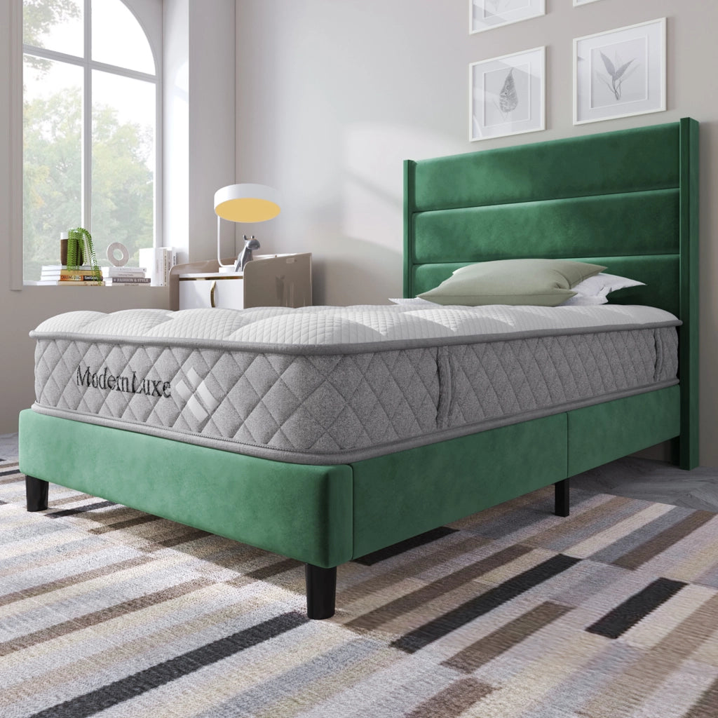 letto imbottito velluto verde 90 x 200 cm