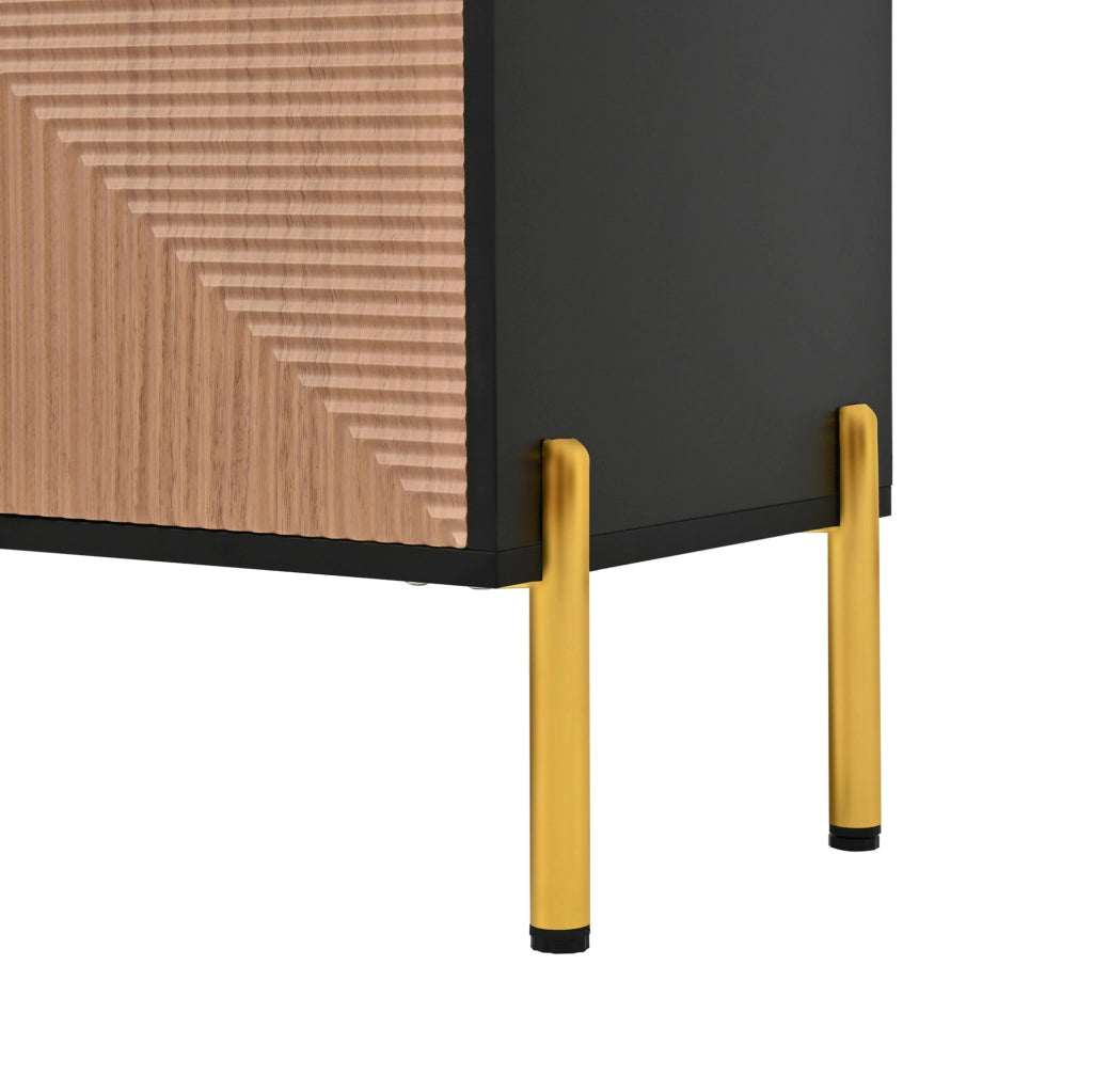 Mobile TV 179x35x53.5 cm con 4 ante e spazio contenitore in truciolare nero e naturale