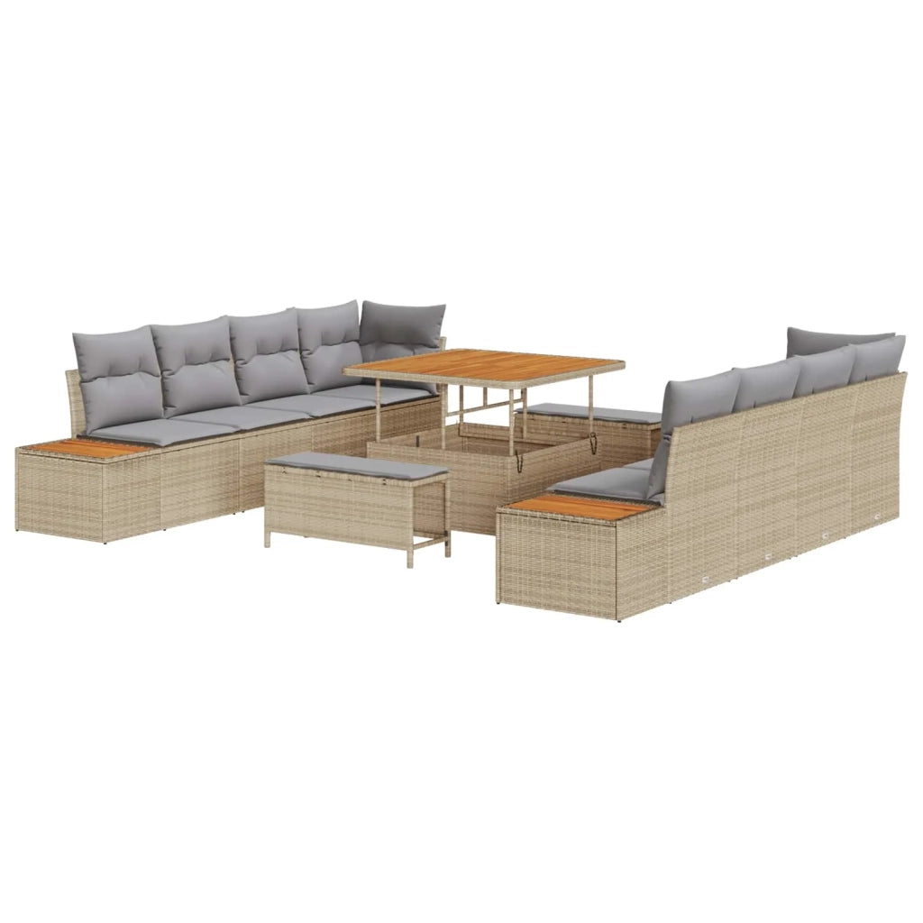 Set Divano da Giardino con cuscino 11 pcs Beige e Grigio Chiaro 3363287