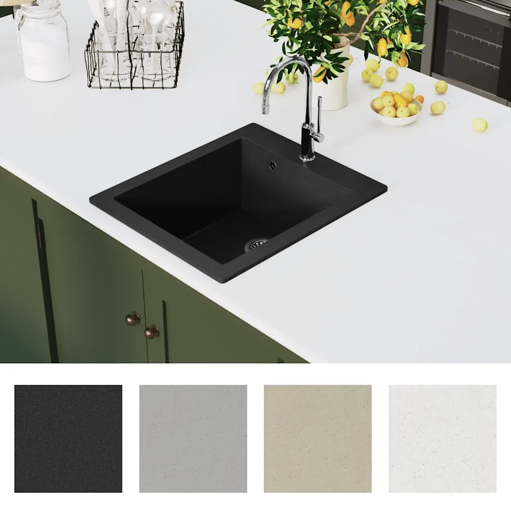 Lavandino Cucina-Lavabo-Lavello Granito Nero solo Lavello ad Incasso