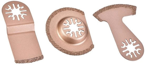 Set di Lame a Segmenti Oscillanti a 3 Pezzi per Strumento Elettrico Multifunzionale - Lame in Acciaio Inox per Cemento, Pietrisco, Spessi e Gres
