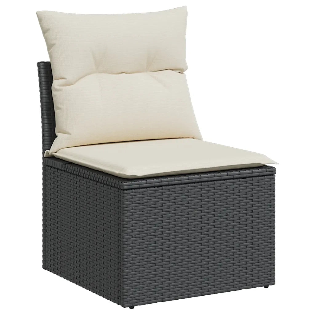 Sedia da Giardino Senza Braccioli con Cuscini Nera Polyrattan 366011