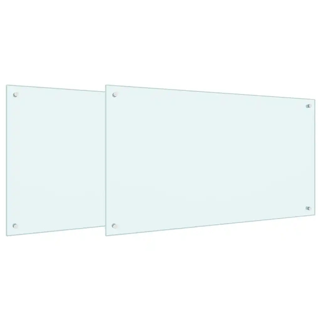 Schienale da cucina 2 pcs Bianco 100 x 60 cm vetro temperato 3415424