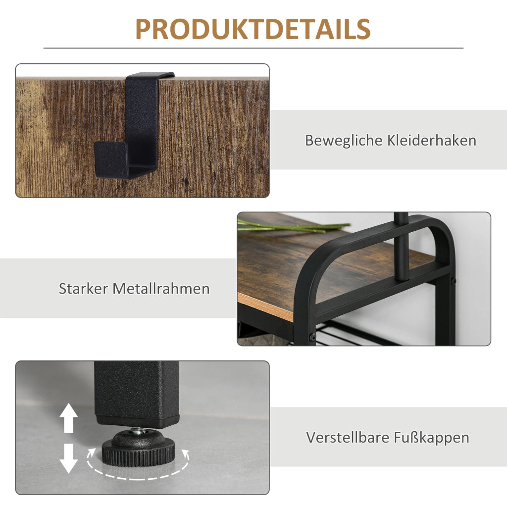 Appendiabiti con ripiani ¨C Minimal ¨C Nero 72x34x185 cm