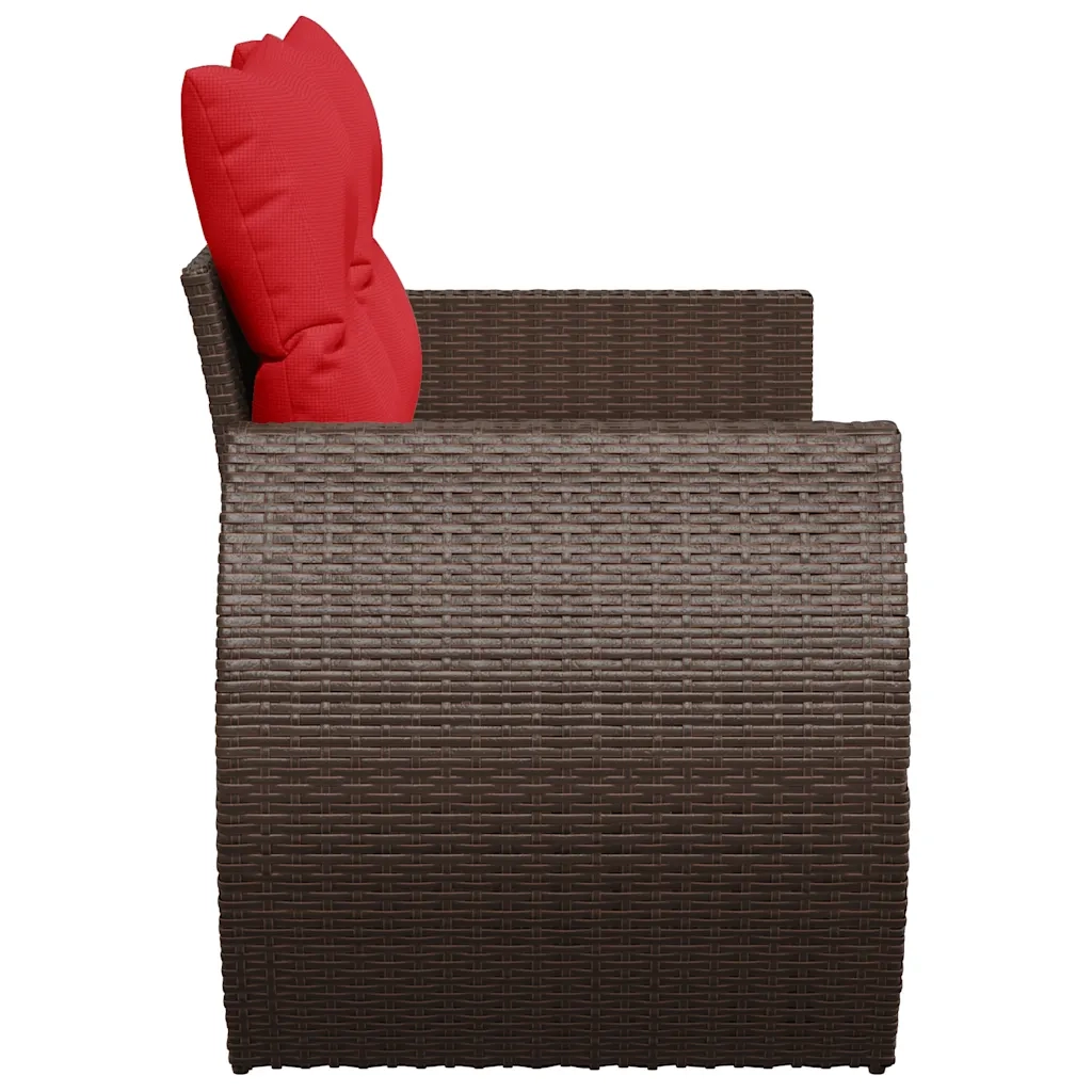 Divano da giardino con cuscini a 2 Posti-Sofa da Giardino-Divano da esterno marrone in polyrattan 281031