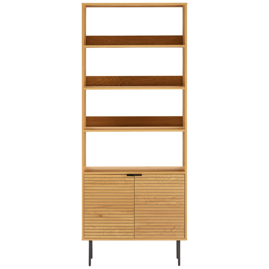 Libreria in legno con 4 ripiani e 2 ante STINNA