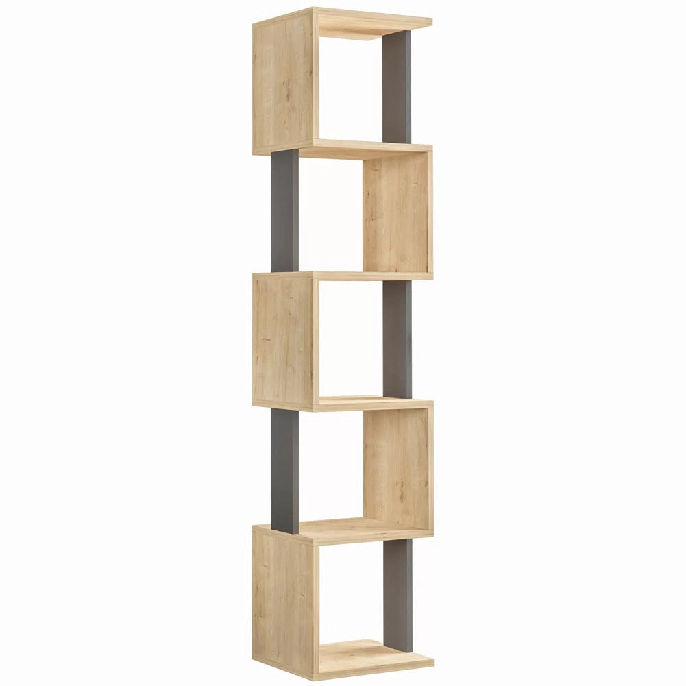 Libreria 161x35x30 cm Design Moderno Scaffale Modulare 5 Ripiani in MDF Grigio