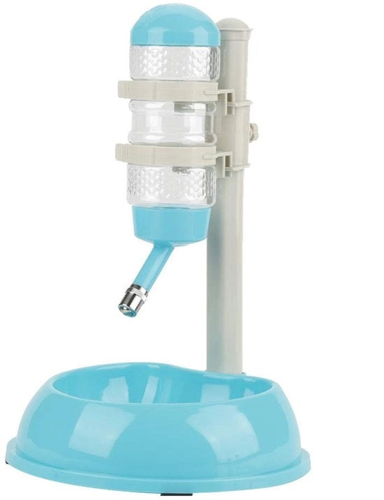 Dispensatore di acqua automatico - Regolabile in altezza - 2-in-1 contenitore di acqua - Adatto per cani/gatti - Ideale per campeggi e picnic - Bacino per animali