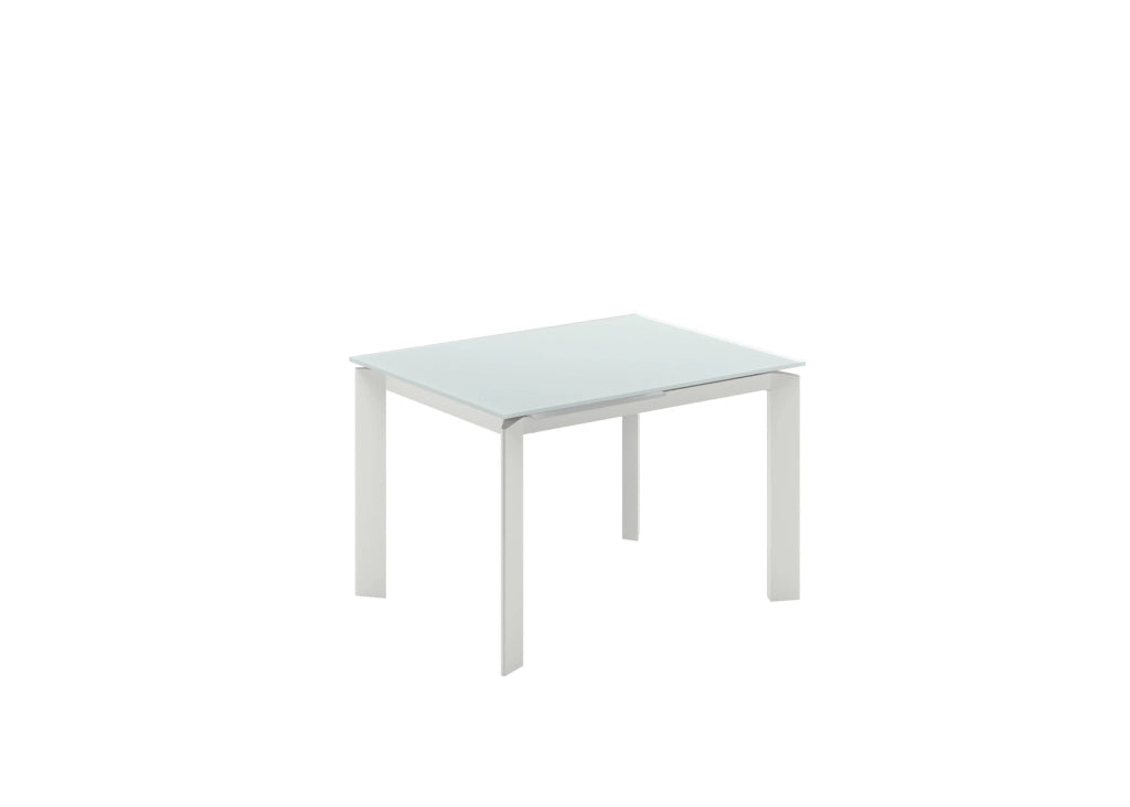 Tavolo Allungabile Frame con Top in Vetro Extrawhite e Struttura in Metallo Bianco Opaco - Dimensioni 120-170x80x75 cm - Design Moderno