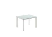 Tavolo Allungabile Frame con Top in Vetro Extrawhite e Struttura in Metallo Bianco Opaco - Dimensioni 120-170x80x75 cm - Design Moderno