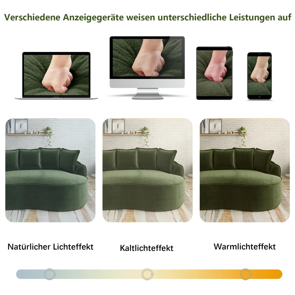 Divano modulare 2 posti con funzione letto e cuscini; per soggiorno; in chenille verde