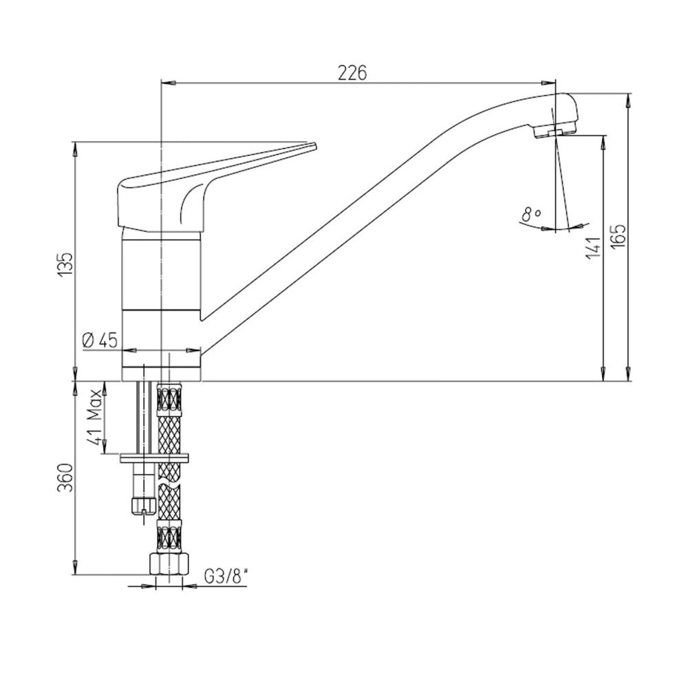 Trade Shop - Miscelatore Rubinetto Monocomando Per Lavello Cucina Acciaio Cromato -