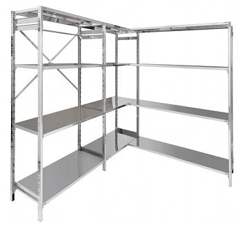Scaffale in acciaio inox a ripiani lisci con gancio cm. 180x30x180h
