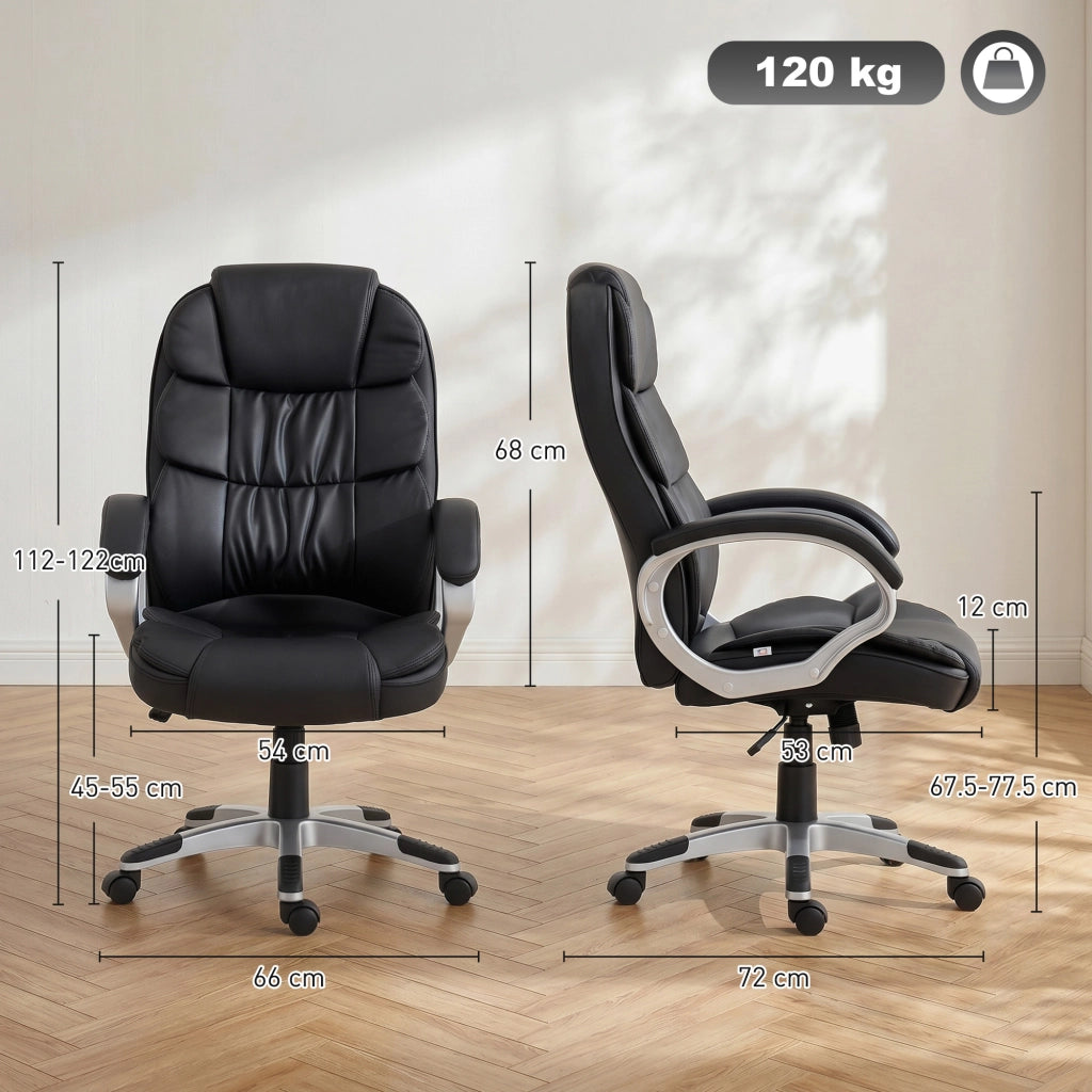 Sedia da Ufficio Ergonomica Girevole ¨C Xylo ¨C Pelle PU Nero, Regolabile, Capacit¨¤ 120kg