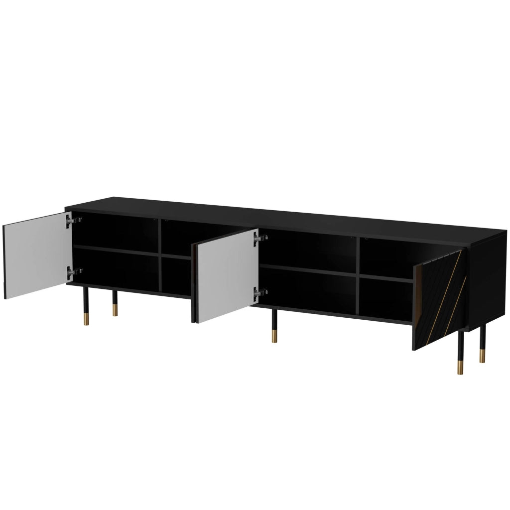 Seborga, Mobile Porta tv 4 Ripiani, 204x40x55h cm Nero