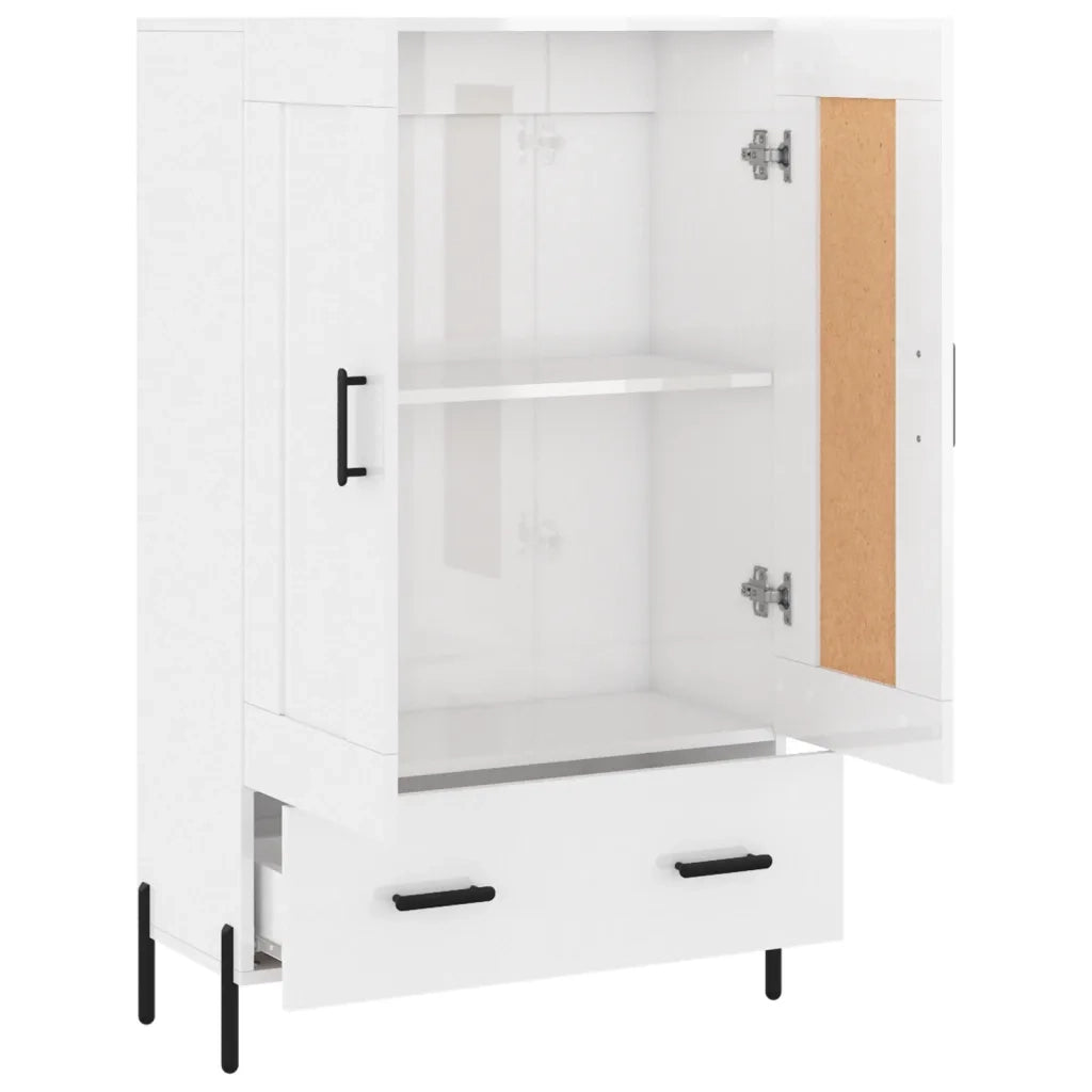 Credenza-Buffet-Armadio da cucina Bianco Lucido 69,5x31x115 cm in Legno Multistrato 261089
