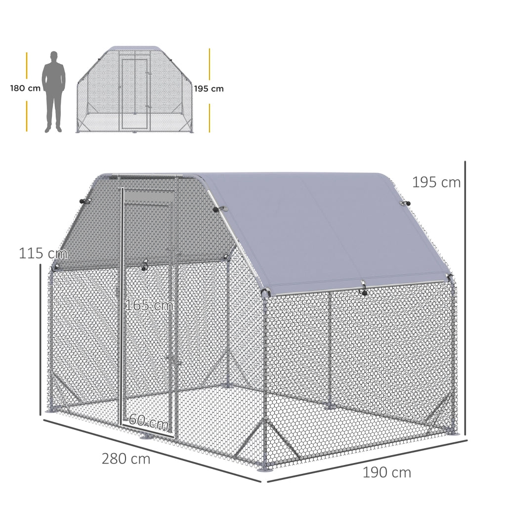 Recinto per Galline ¨C Xylo ¨C Acciaio con Telo di Copertura, 280x190x195 cm