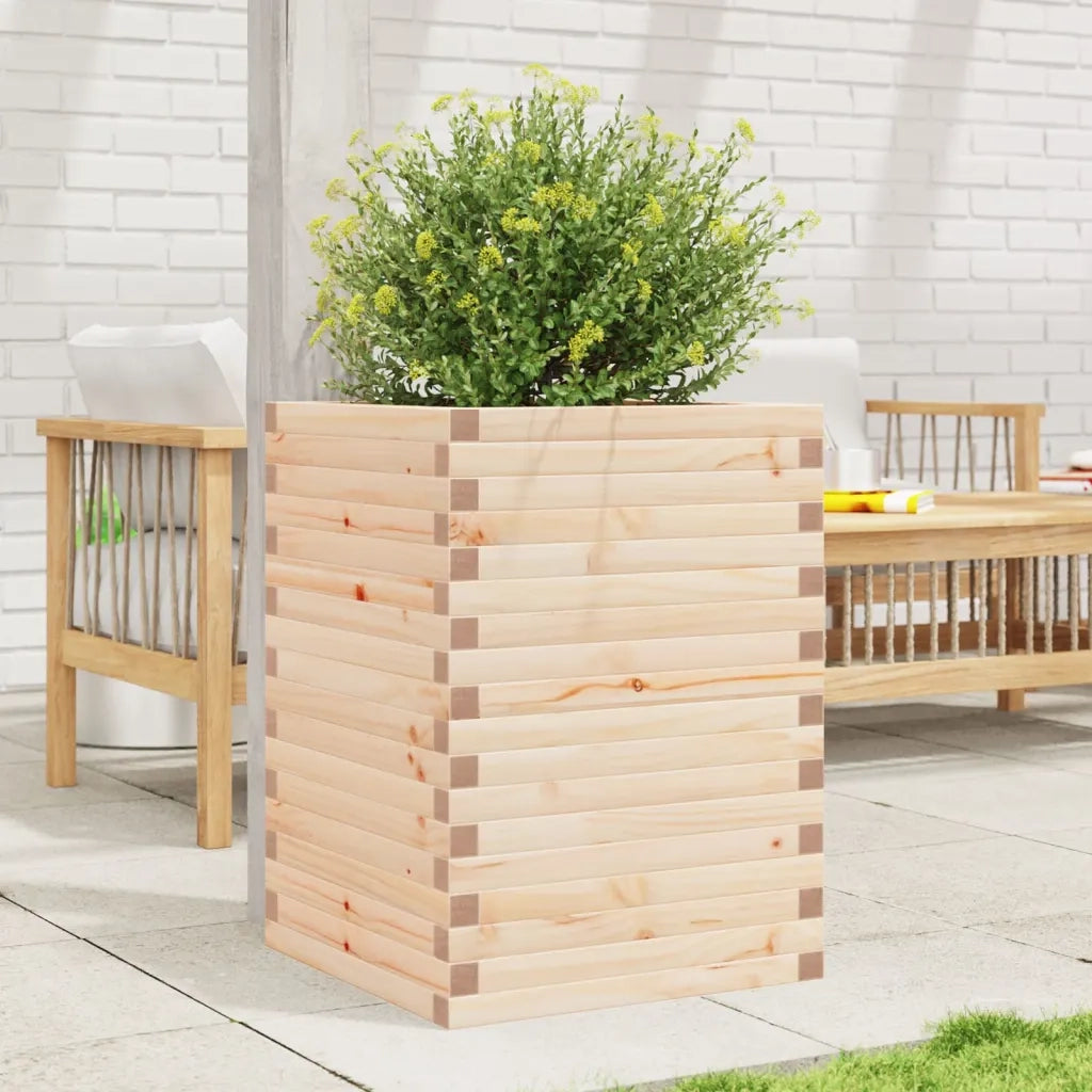 Fioriera da Giardino-Vaso da Esterno 50x50x68,5 cm in Legno Massello di Pino