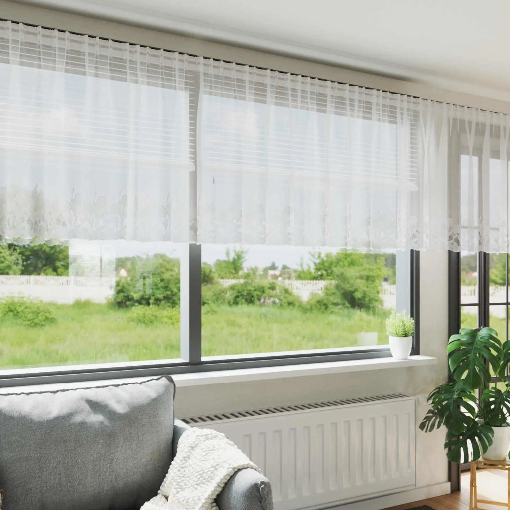 Tenda in Pizzo con tende Bianco 500 x 120 cm Poliestere