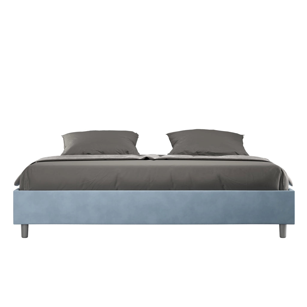 BS COM Letto con rete imbottito 180x190 microfibra azzurro
