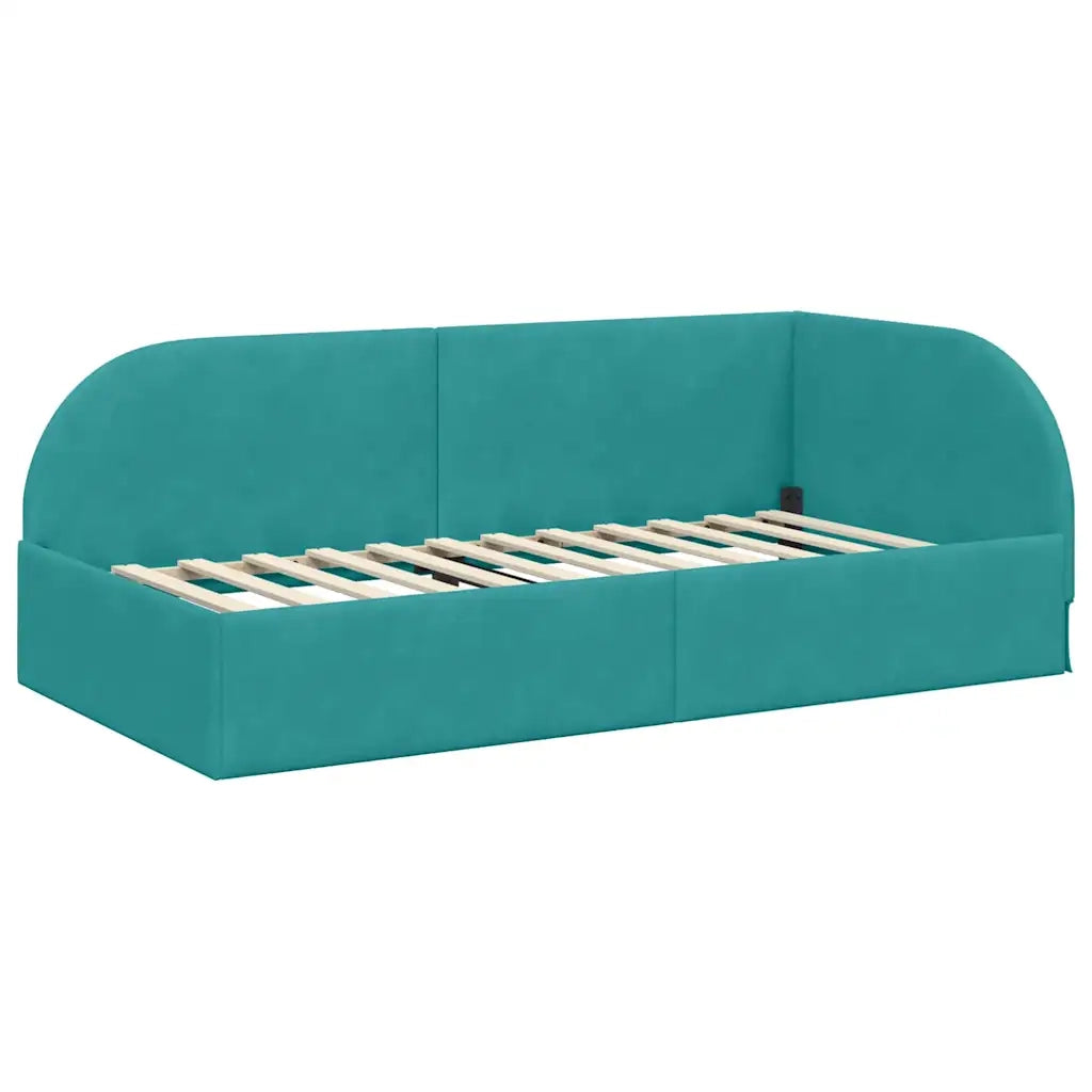 Struttura Letto Angolare con Materasso 2 pcs Turchese Velluto 3394212