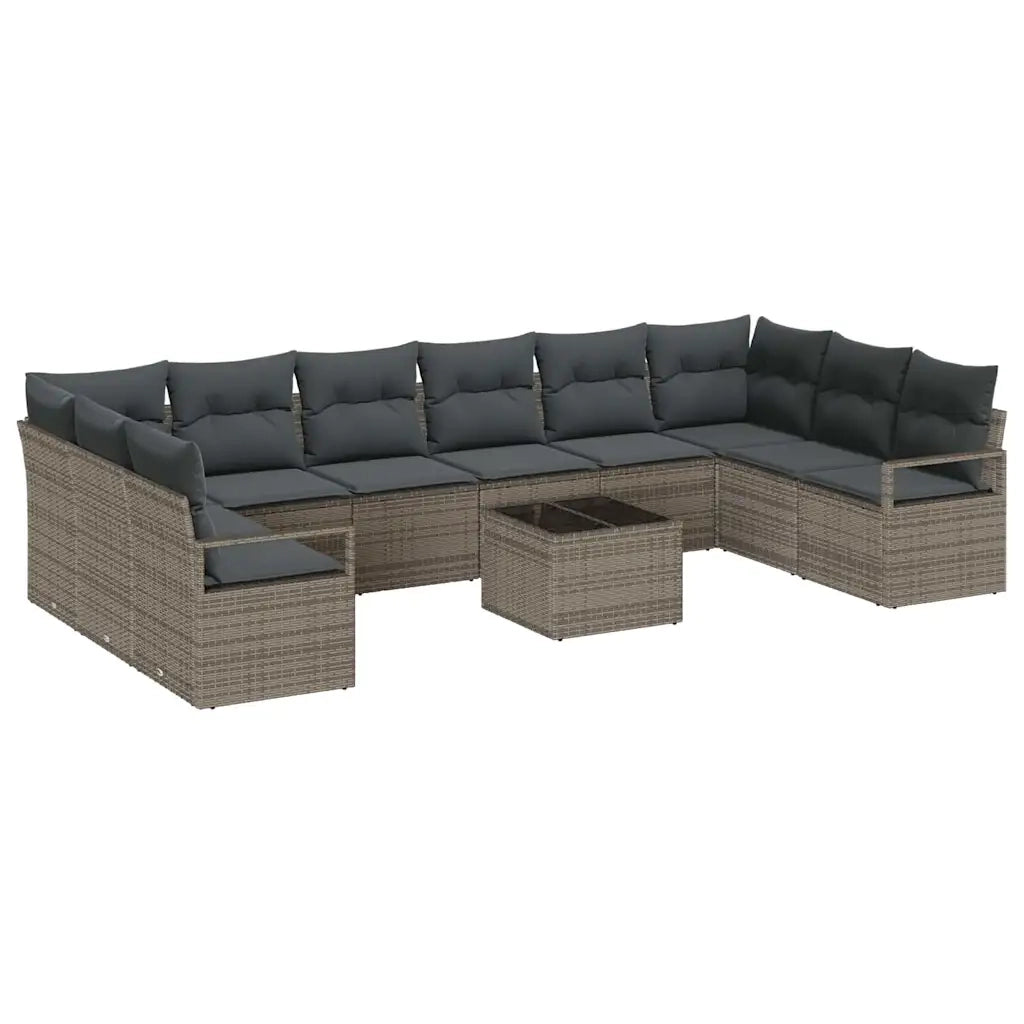 Set Divano da Giardino 11 pcs Grigio chiaro polyrattan 3355238