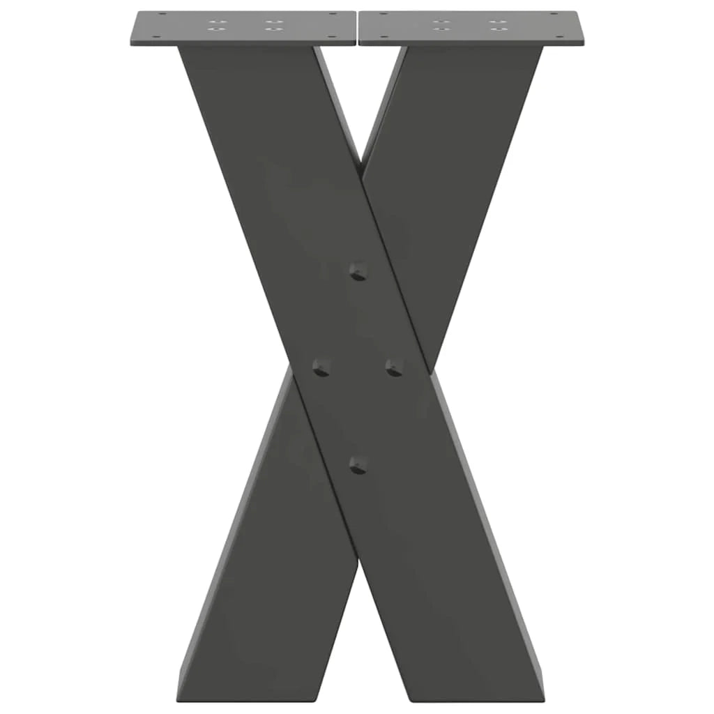 Set di 2 gambe regolabili per tavolino da caffè a forma di X 38 x 42 cm design moderno linee pulite acciaio antracite 02_0057226