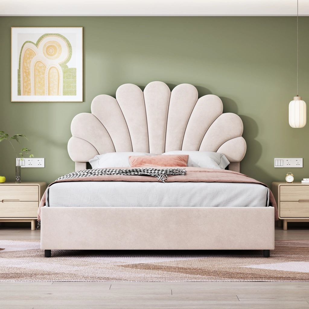 DESMIU Letto contenitore Letto Matrimoniale con testiera regolabile, vano idraulico, 140 × 200 cm, senza materasso