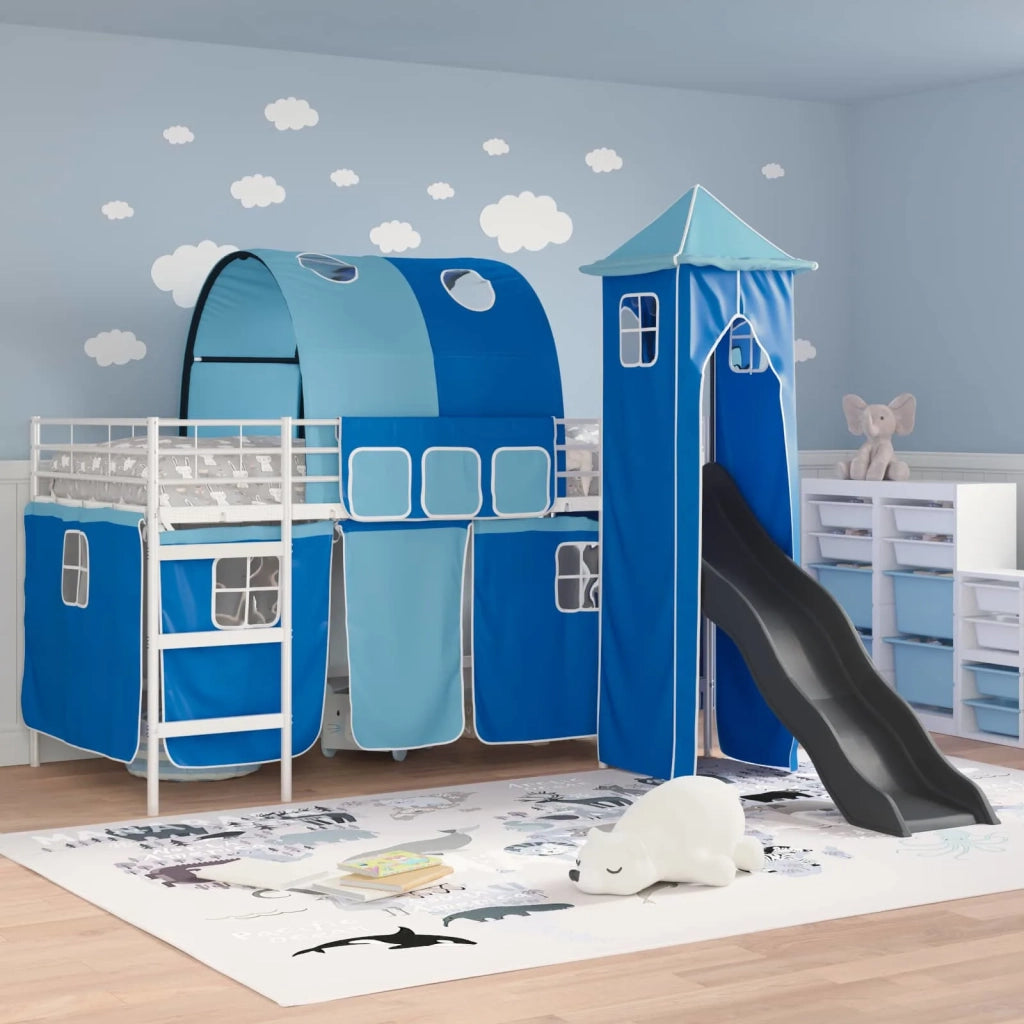 Struttura del letto loft per bambini Bianco e Blu 90 x 200 cm 42020902