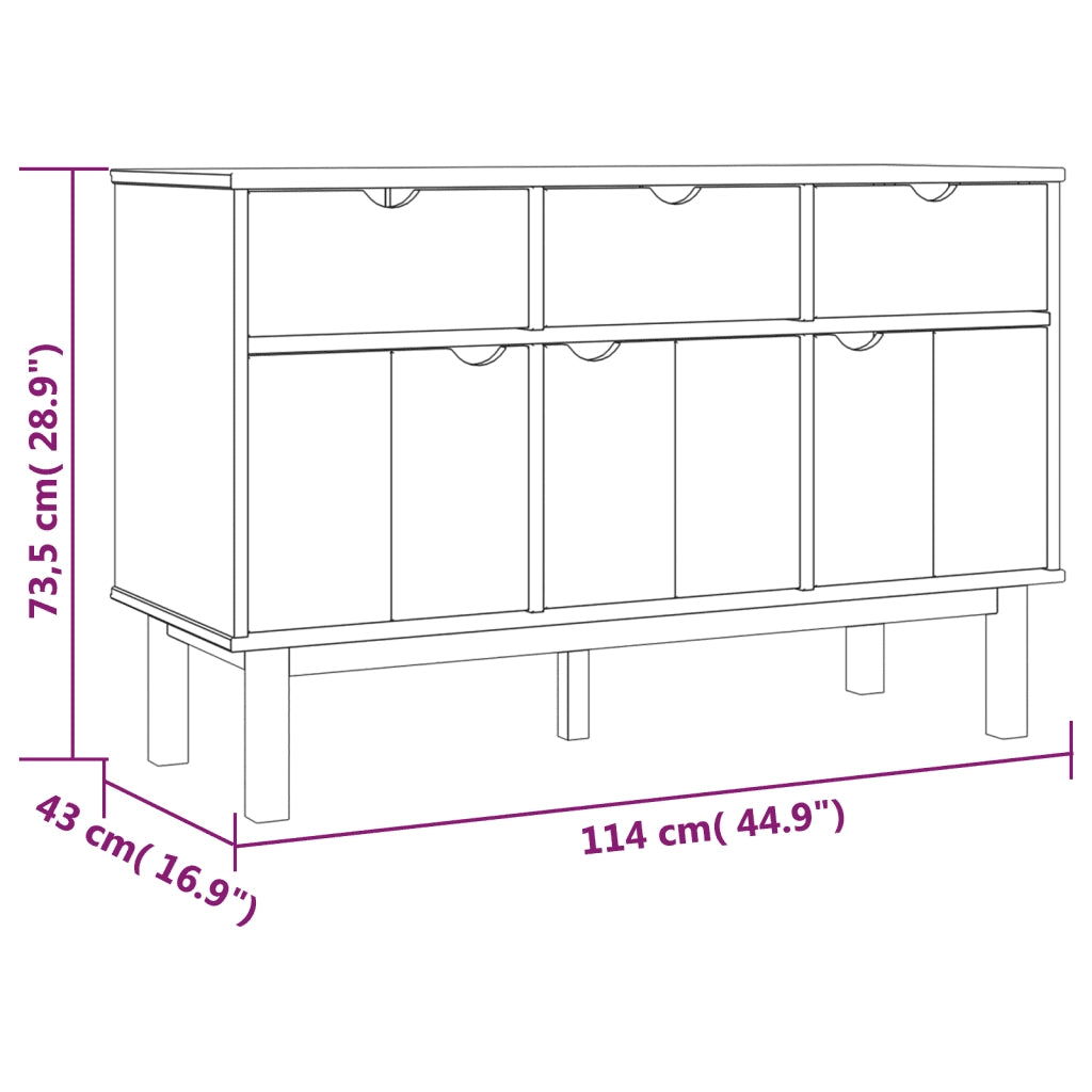 Credenza-Buffet-Armadio da cucina OTTA 114x43x73,5 cm in Legno Massello di Pino
