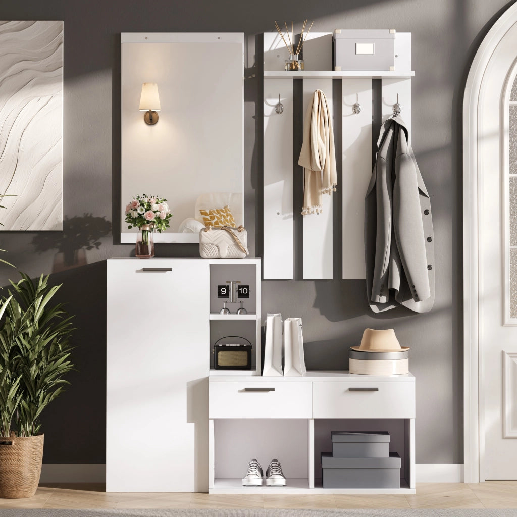 ARMADIO INGRESSO con specchio 120 x 35 x 175,5 cm bianco MDF