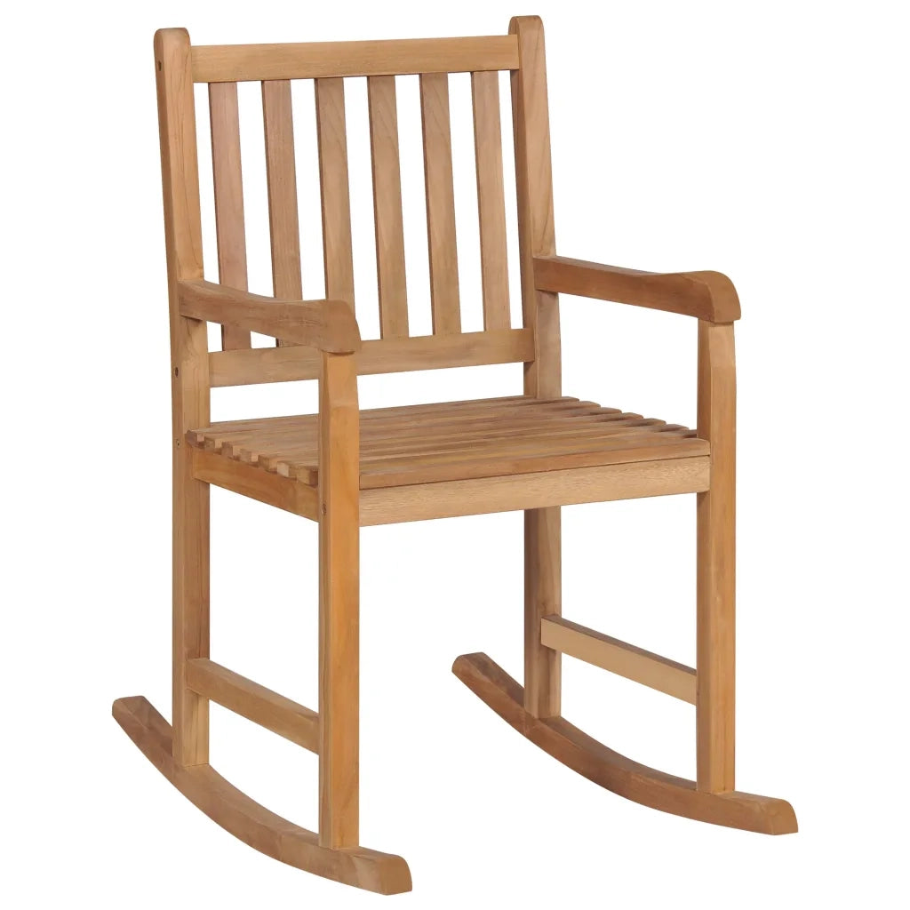 Sedia a Dondolo con Cuscino Verde in Legno di Teak 3062762