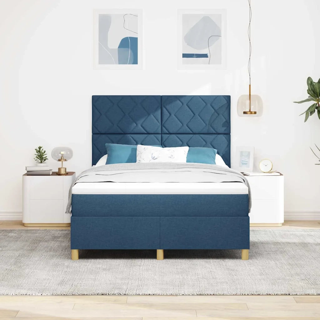 Letto a molle con materasso Blu 160 x 200 cm Tessuto 3339713