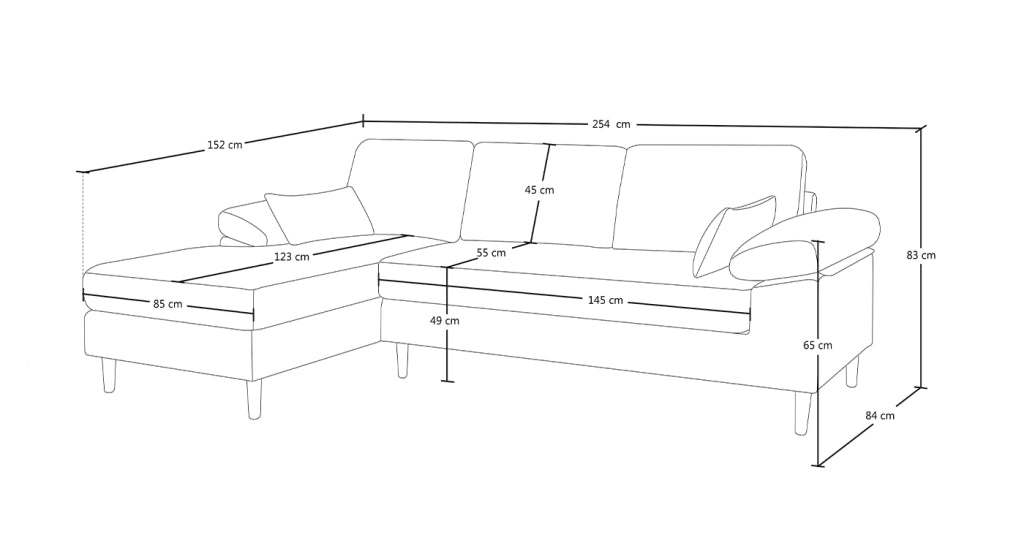 Divano angolare 3 posti con chaise longue sinistra - Washington - DI-WA16FBC-CLSX