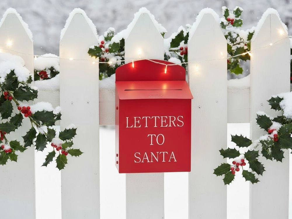 Cassetta postale di Babbo Natale Lettere a Babbo Natale in ferro rosso Motivo decorativo natalizio