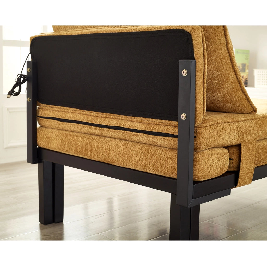 Letto pieghevole singolo trasformabile da poltrona con USB e Type-C; senza materasso; velluto; giallo