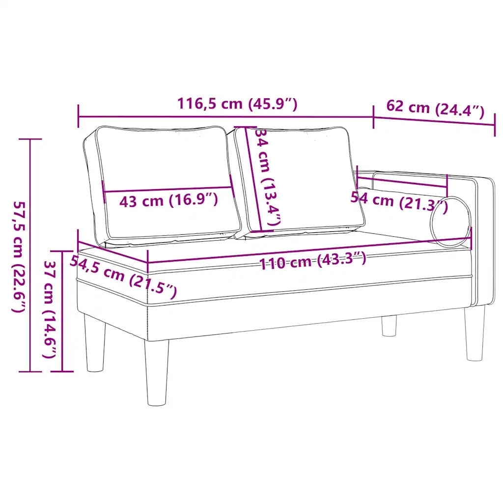 Chaise Longue con Cuscini Crema in Tessuto 4007584