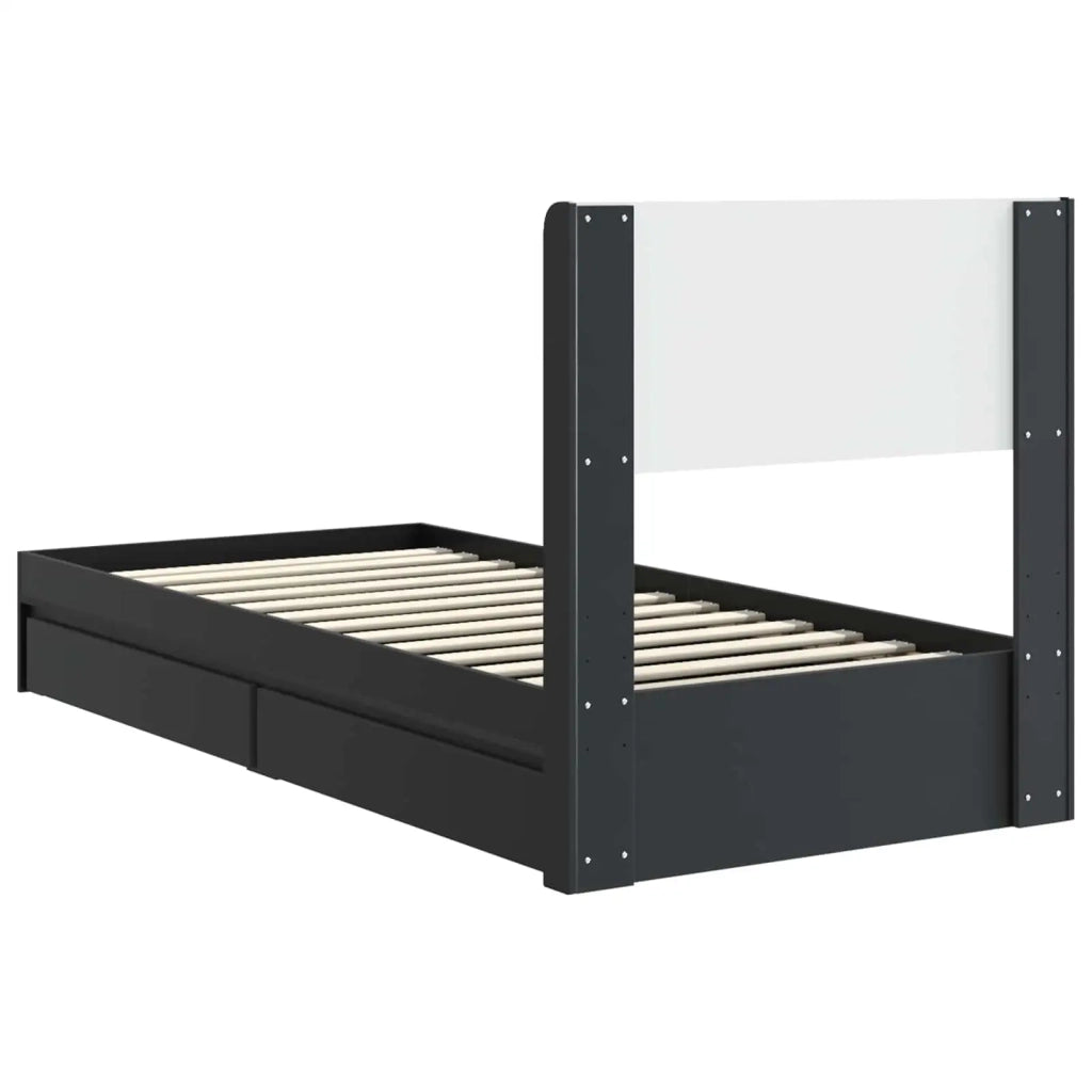 Struttura del letto con stoccaggio e testata Nero 90 x 190 cm 3414420