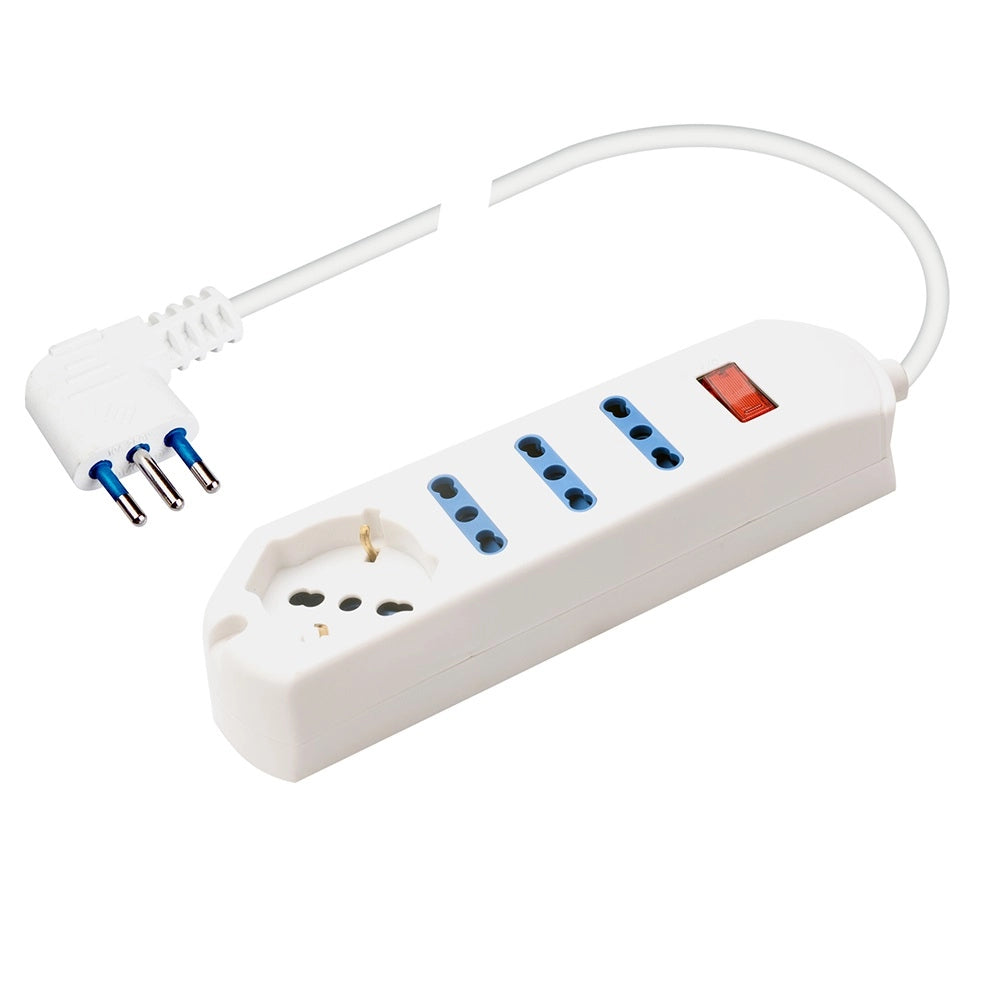 MULTIPRESA 3 PRESE 10/16A 1 SCHUKO 10/16A BIANCA